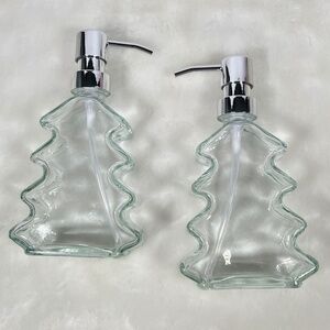 NEW Christmas Tree Clear Glass Soap Dispenser Bottles 304 Rust Proof Stainless